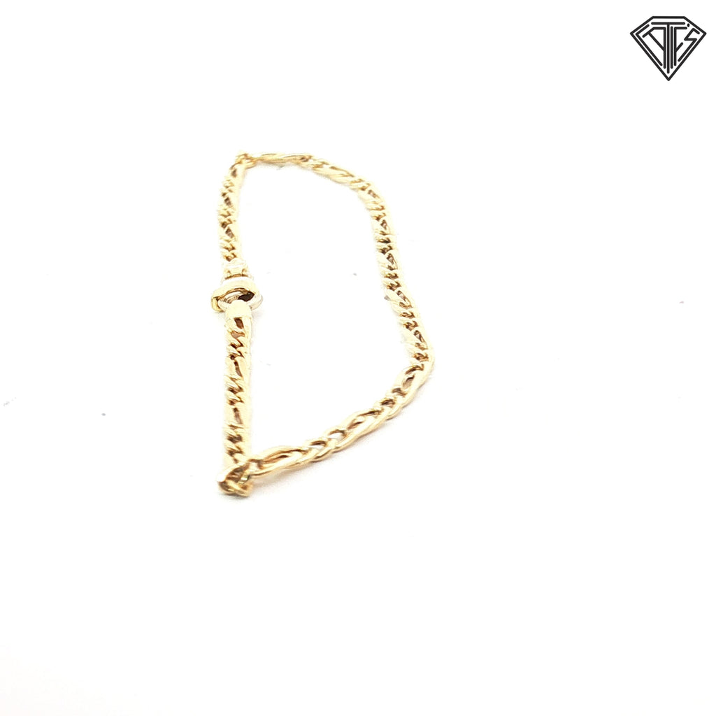 18k Yellow Gold Figaro Link Bracelet 3.3 gram 8"inch