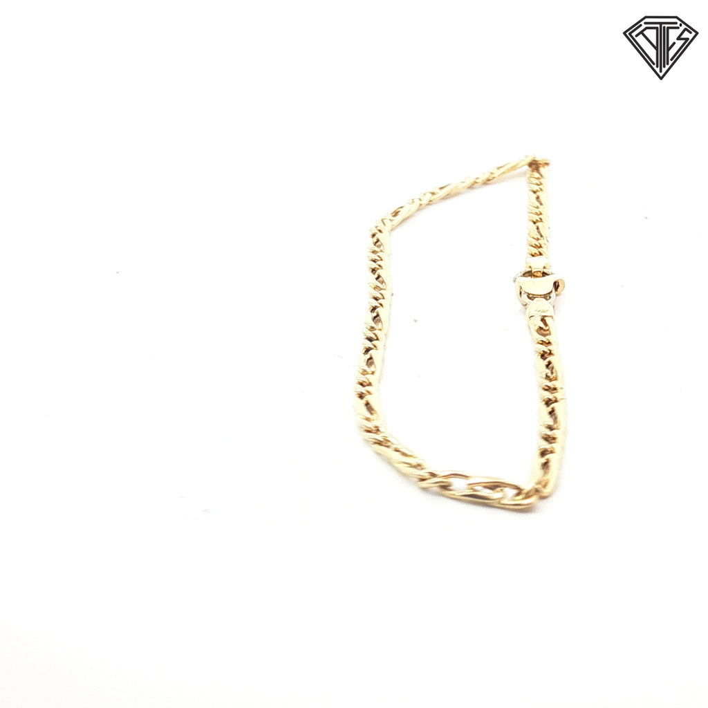 18k Yellow Gold Figaro Link Bracelet 3.3 gram 8"inch