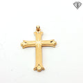 18k Yellow Gold Budded Cross with Starburst Diamond Cut Design .90 gram