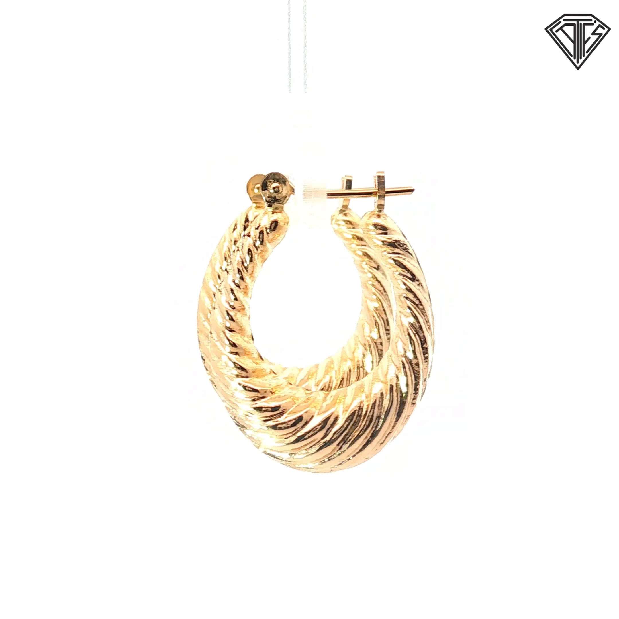 18k Yellow Gold Twisted Hoop Earrings 2.4 gram