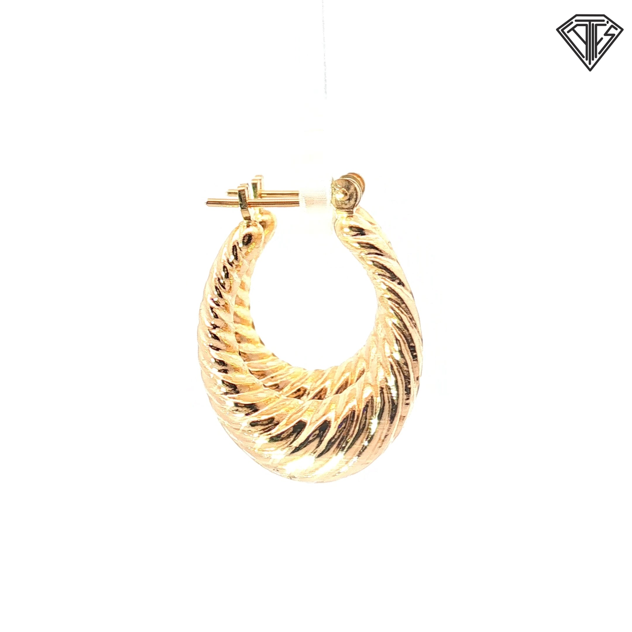 18k Yellow Gold Twisted Hoop Earrings 2.4 gram