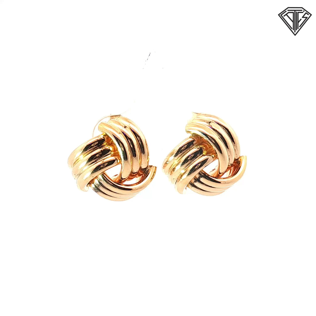 18k Yellow Gold Love Knot Stud Earrings 3.2 gram