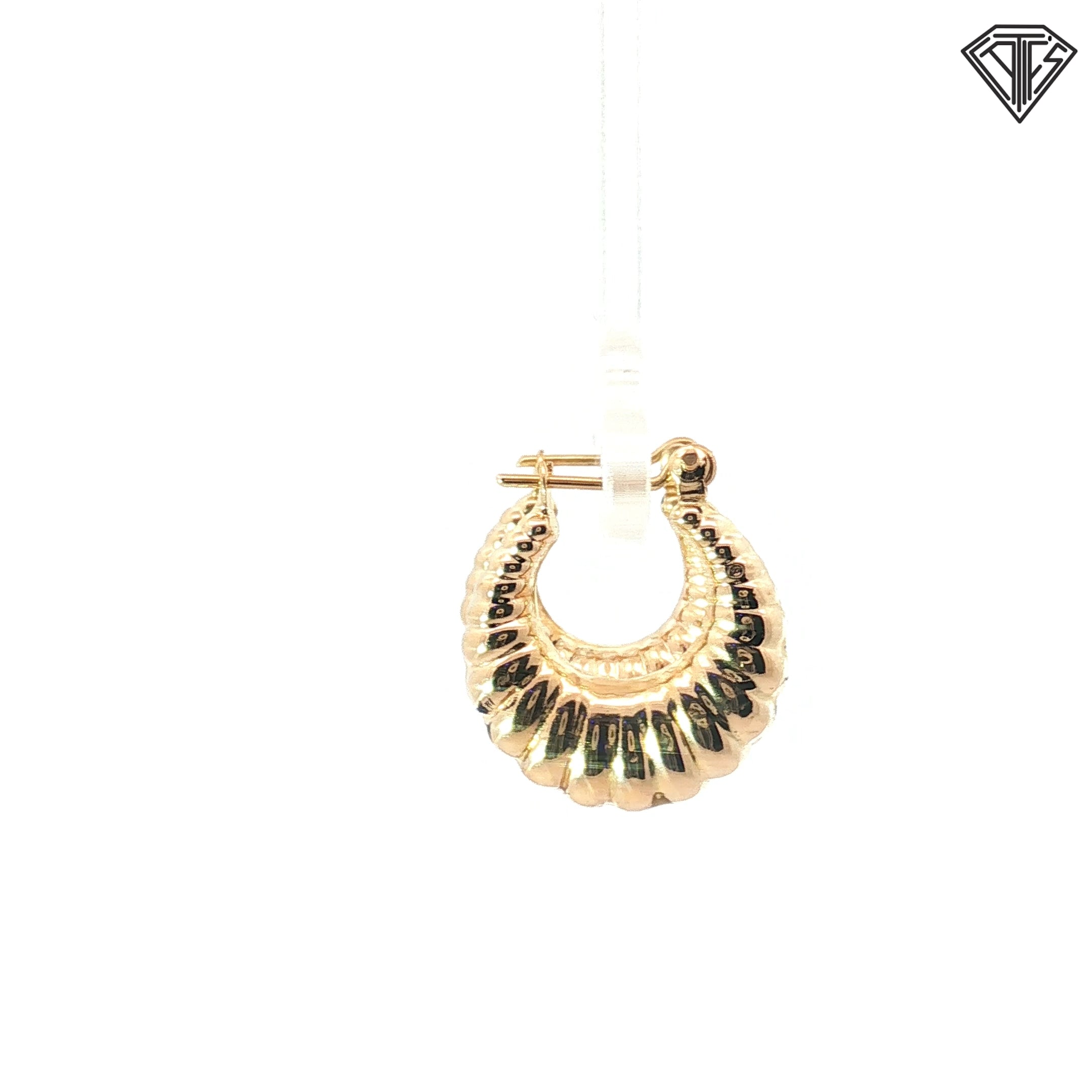18k Yellow Gold Small Ribbed Hoop Earrings 2.0 gram