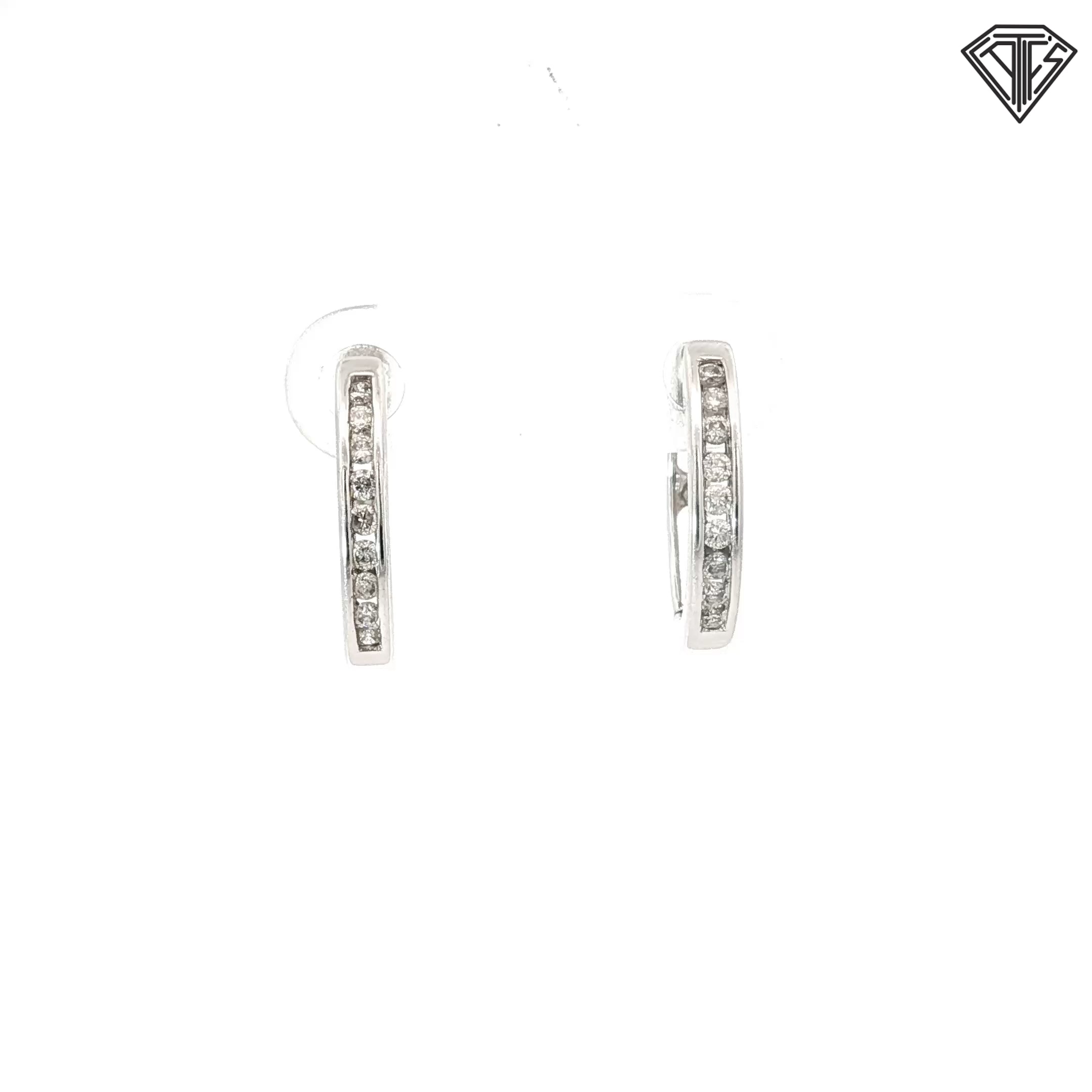 14k White Gold .20ct G SI1 Round Diamond Huggie Earrings 2.8 gram