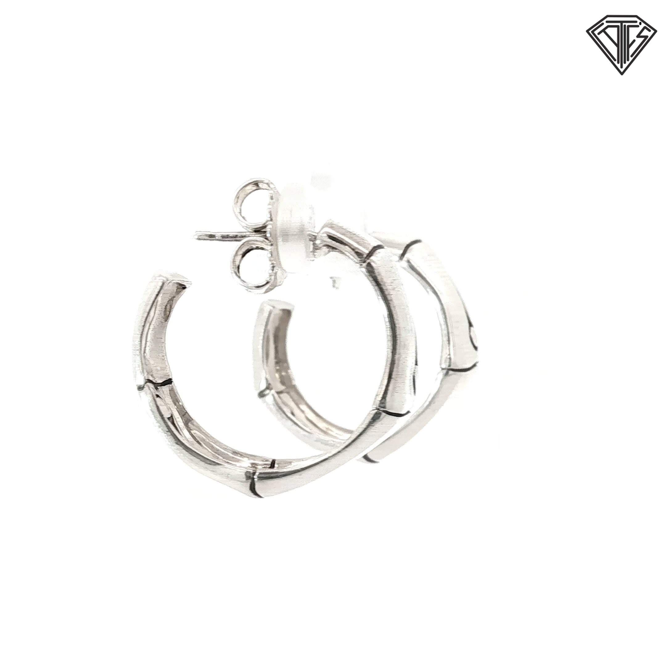 Pre-Loved John Hardy Sterling Silver "This Planted 2 Bamboo" Hoop Earrings 1" 12.6 gram