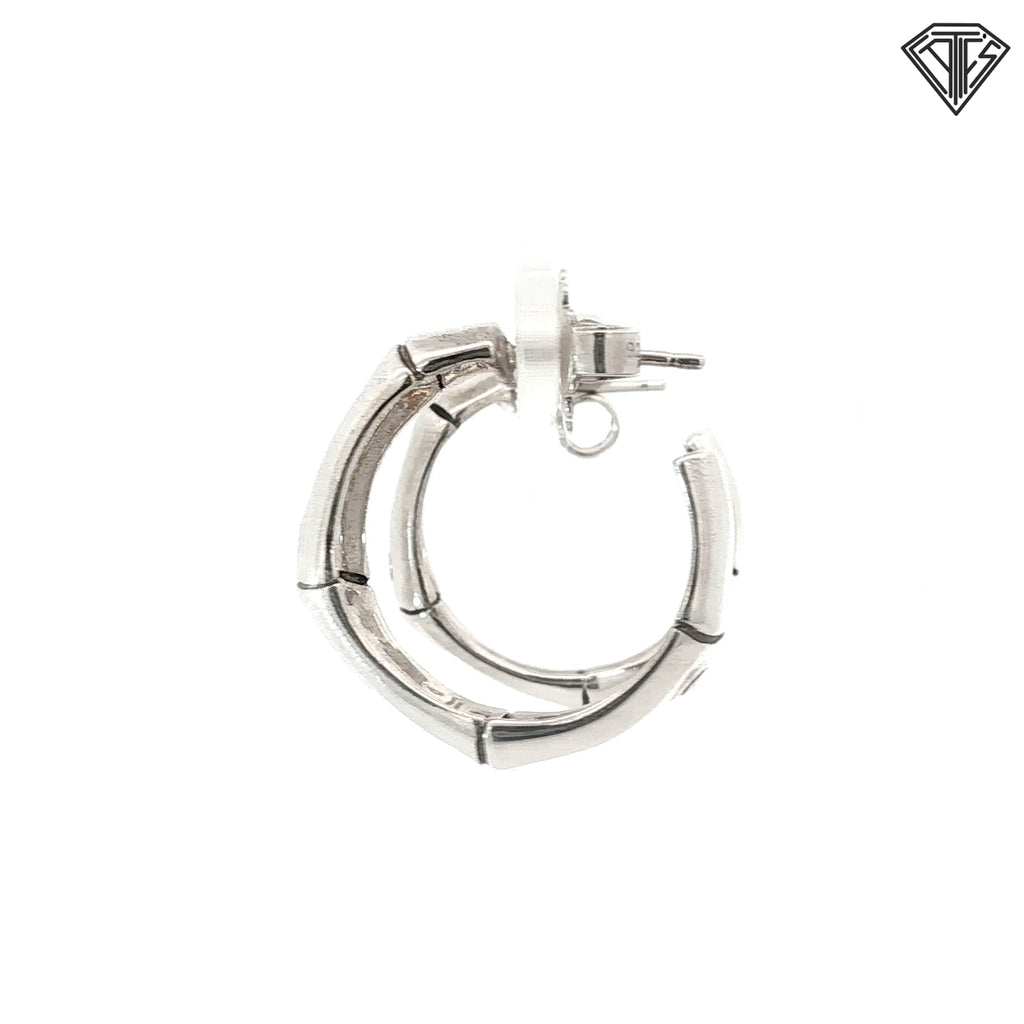 Pre-Loved John Hardy Sterling Silver "This Planted 2 Bamboo" Hoop Earrings 1" 12.6 gram