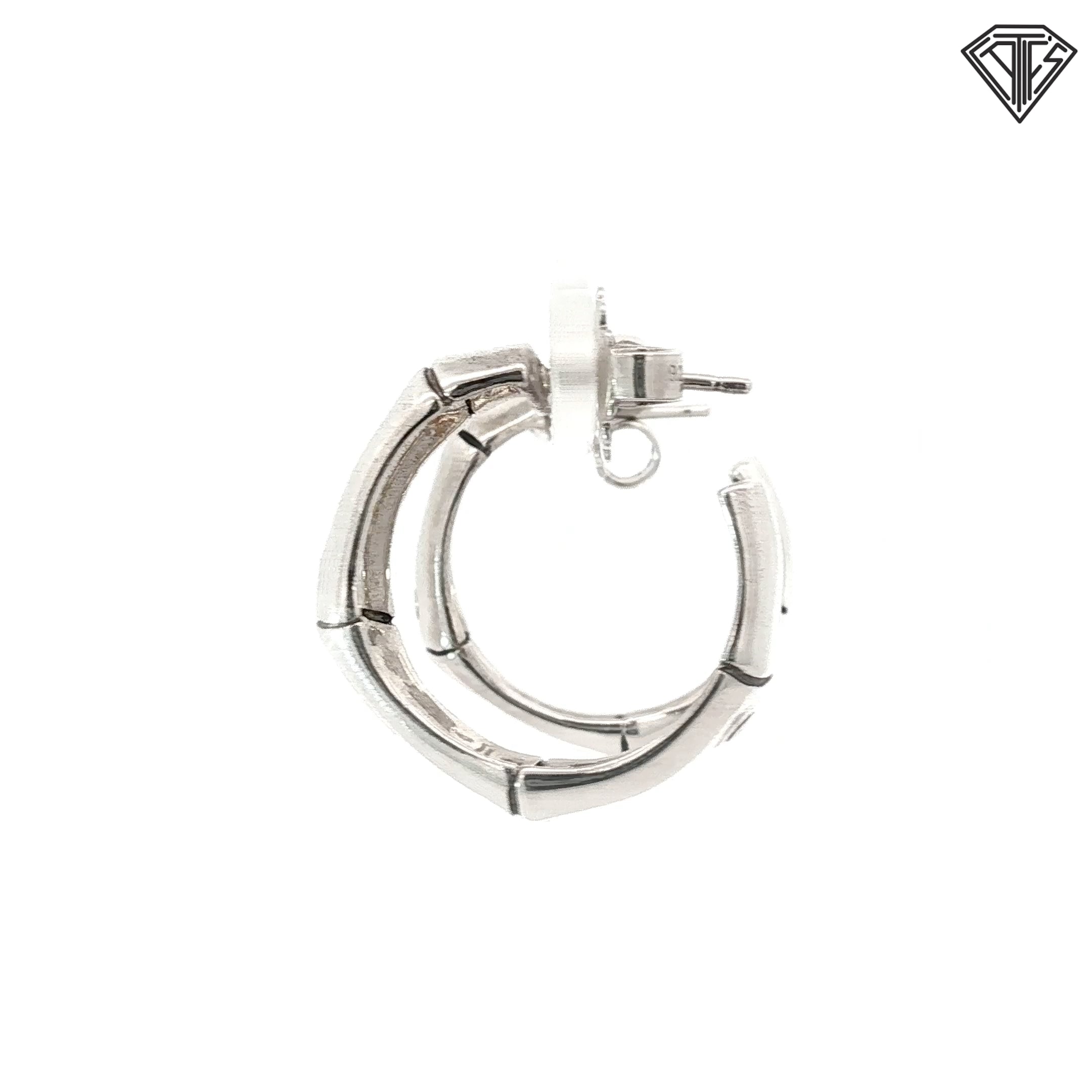 Pre-Loved John Hardy Sterling Silver "This Planted 2 Bamboo" Hoop Earrings 1" 12.6 gram