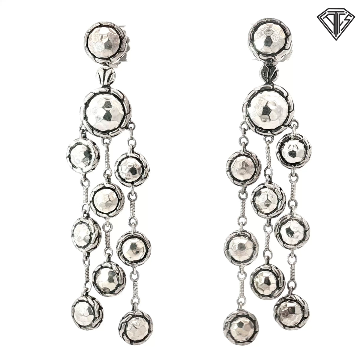 Pre-Loved Vintage John Hardy 925 Sterling Silver Raiu Chandelier Earrings