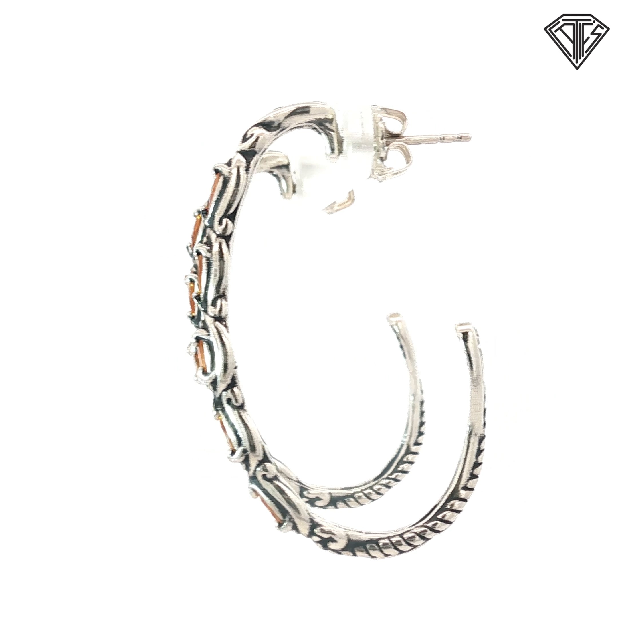 Pre-Loved Carolyn Palack Sterling Silver Oval and Pear Shaped Citrine (Rare) Hoop Earrings