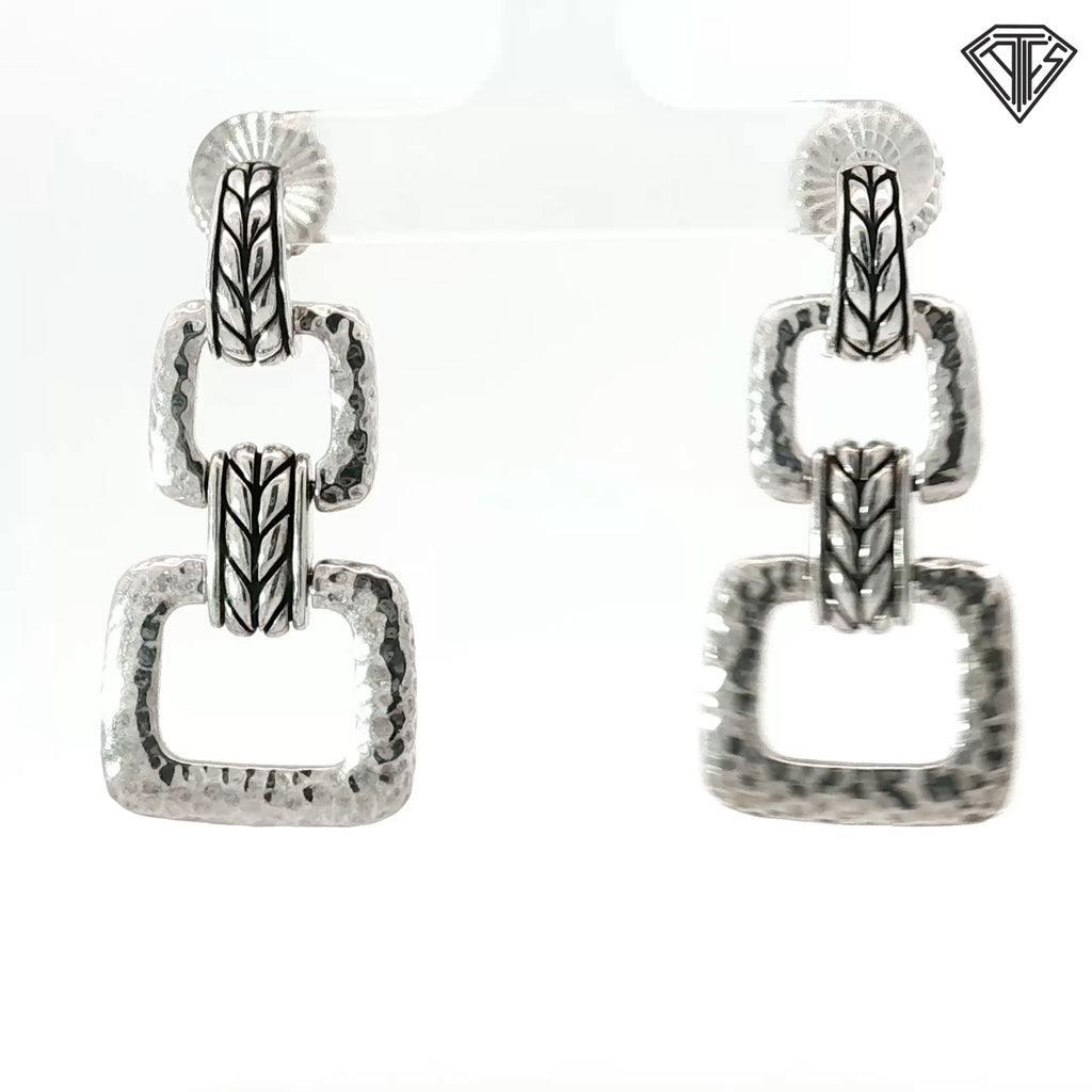 Pre-Loved John Hardy Sterling Silver (2) Stage Square Dangle Earrings