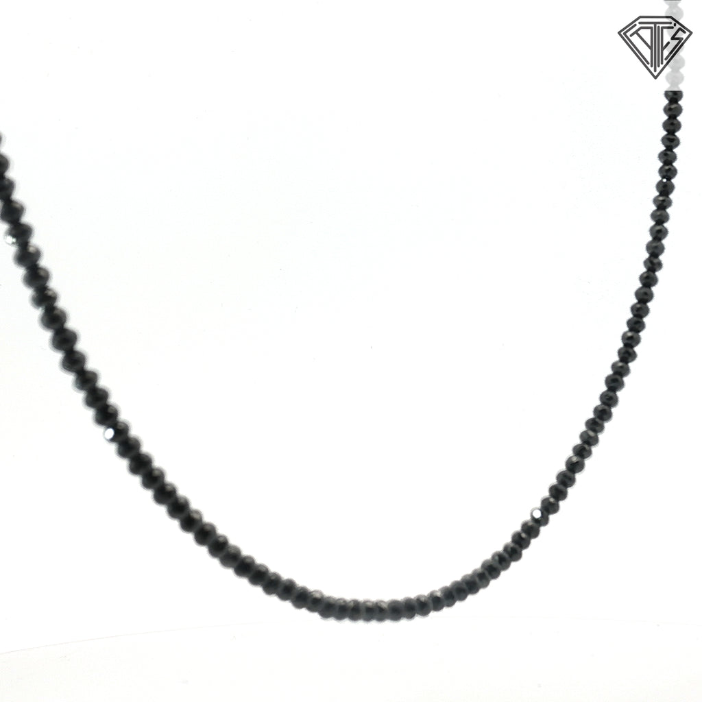 14k White Gold 45.00ct Black Diamond Bead with .20ct G VS1 Round Diamond Lock Clasp Necklace