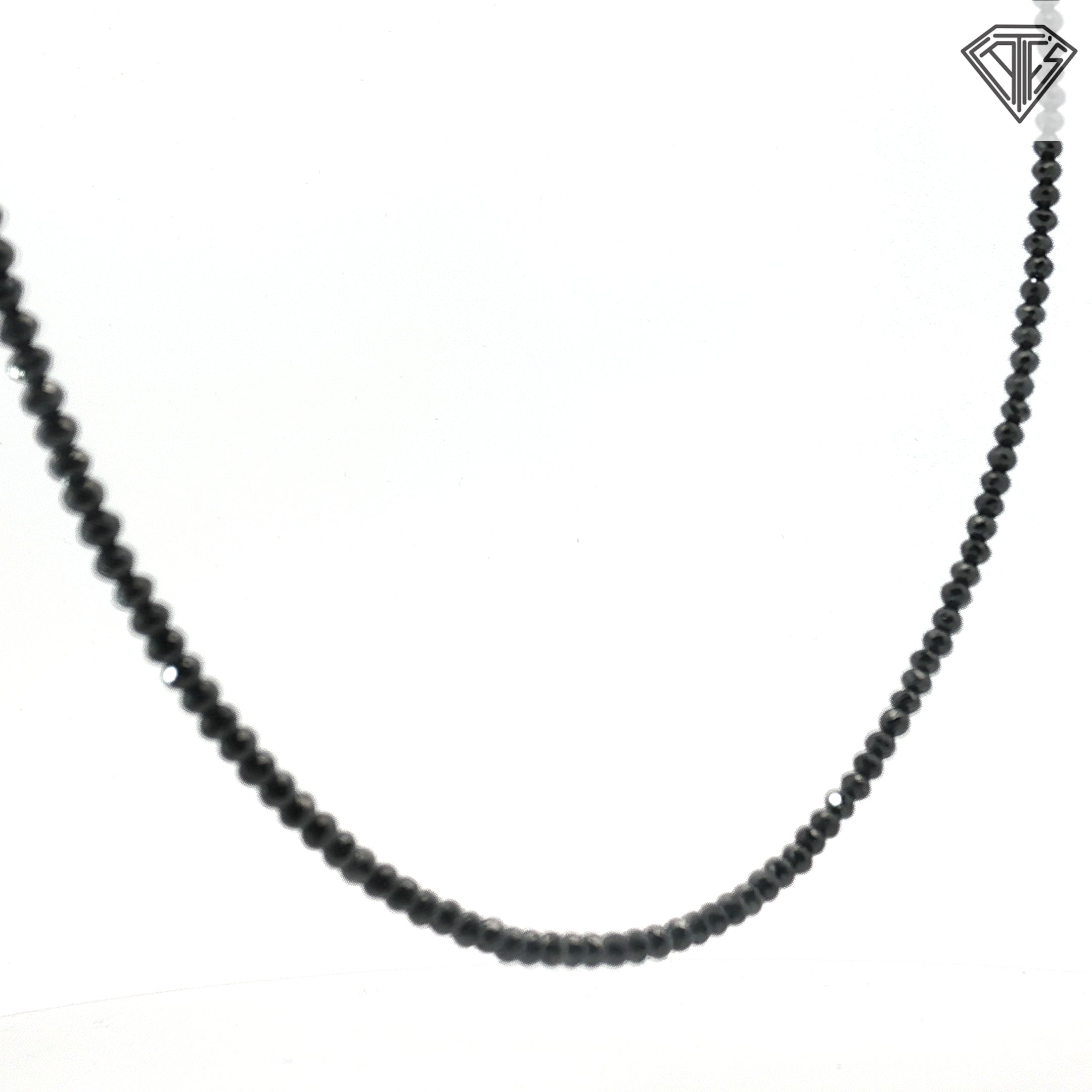 14k White Gold 45.00ct Black Diamond Bead with .20ct G VS1 Round Diamond Lock Clasp Necklace