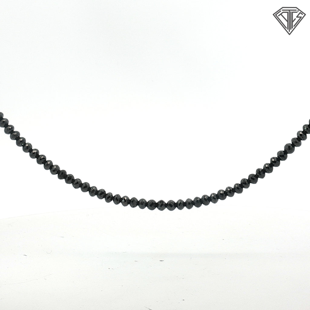 14k White Gold 45.00ct Black Diamond Bead with .20ct G VS1 Round Diamond Lock Clasp Necklace