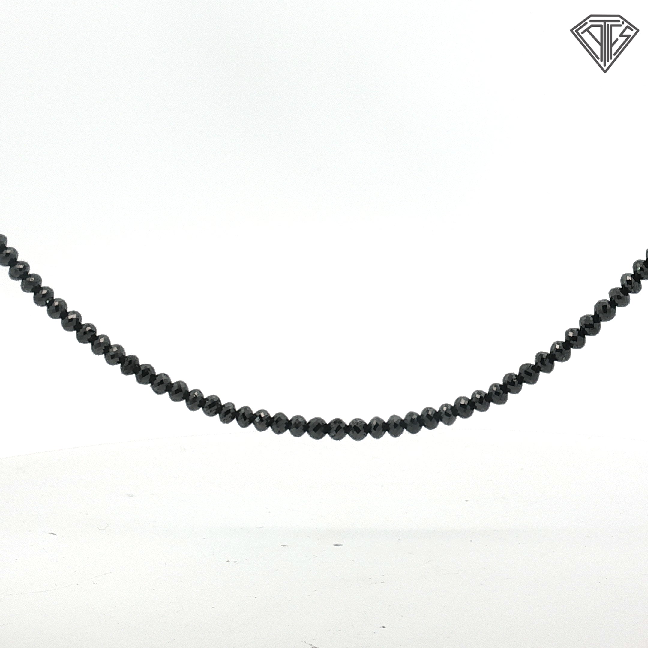 14k White Gold 45.00ct Black Diamond Bead with .20ct G VS1 Round Diamond Lock Clasp Necklace