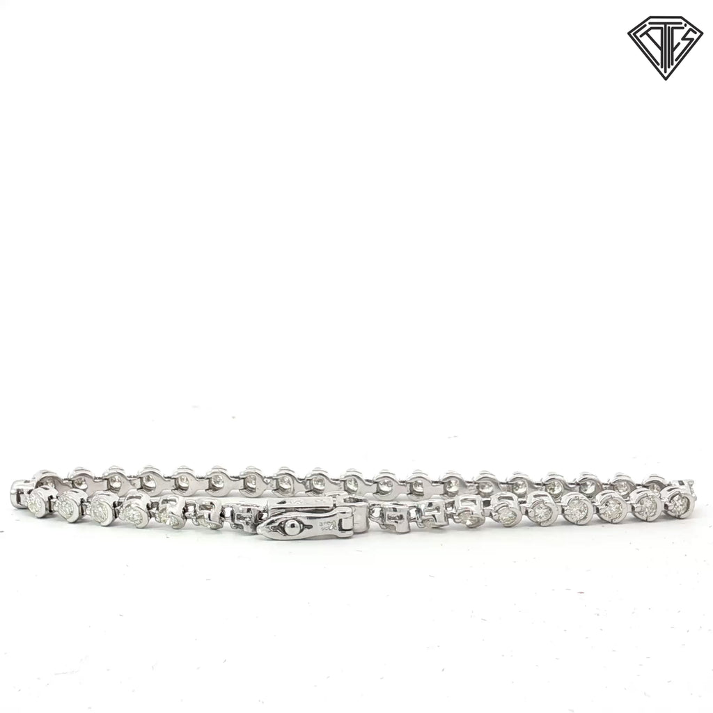 14k White Gold 2.00ct H/ I  SI2/ I1 Round Diamond Bezel Set Tennis Bracelet