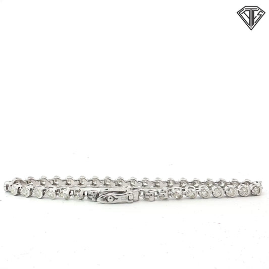 14k White Gold 2.00ct H/ I SI2/ I1 Round Diamond Bezel Set Tennis Bracelet