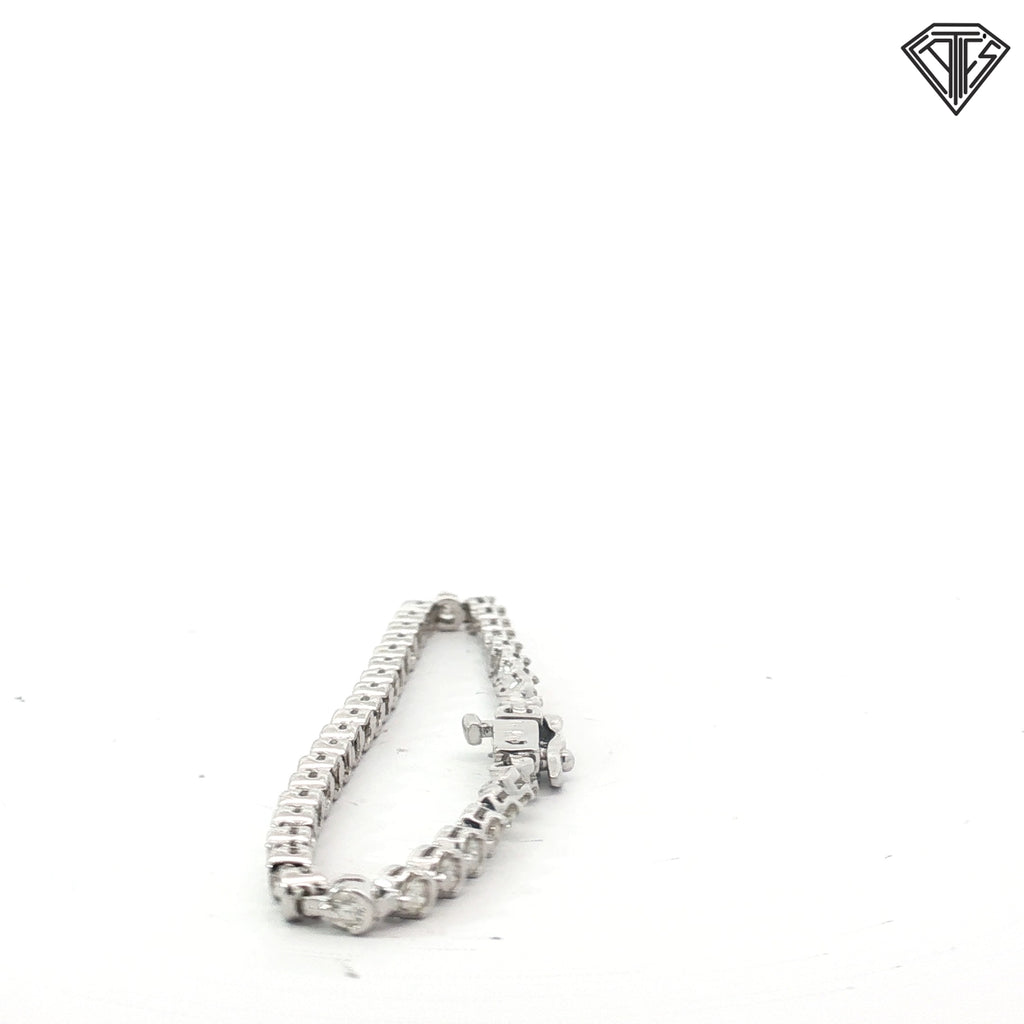 14k White Gold 2.00ct H/ I  SI2/ I1 Round Diamond Bezel Set Tennis Bracelet