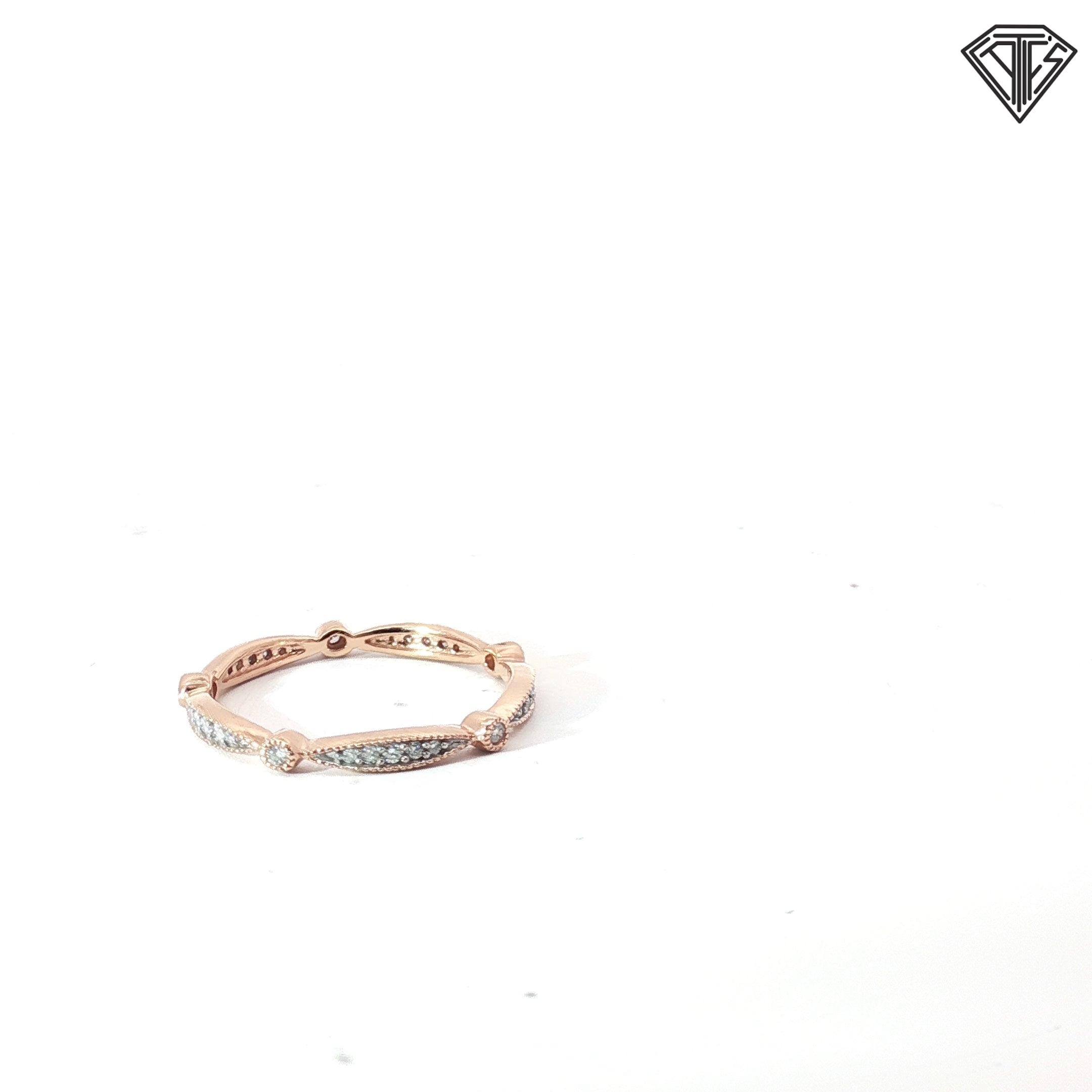 10k Rose Gold .30ct G SI1 Round Diamond Marquise Dot Pattern Eternity Band Size 9