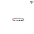 10k White Gold Round Cubic Zirconium / Round Red Stone Eternity Band Size 8