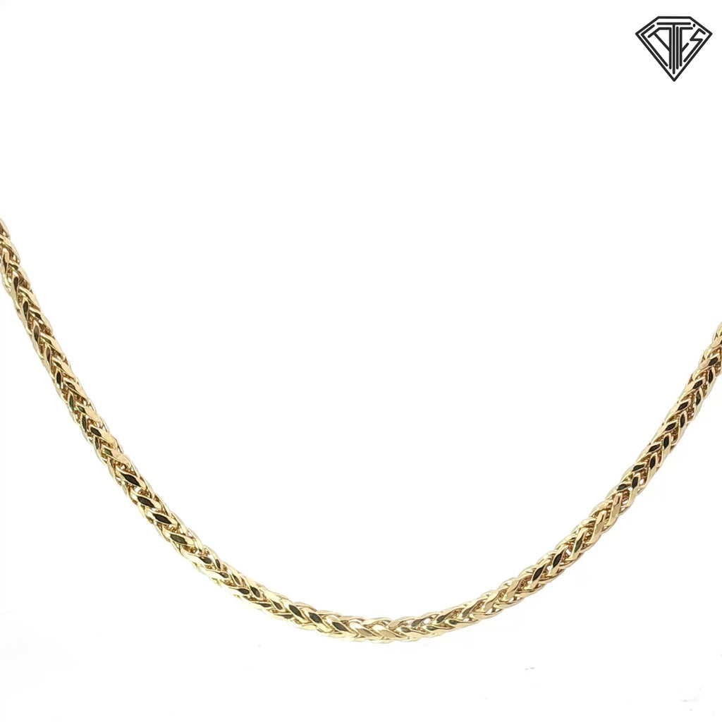 14k Yellow Gold Round Twisted Wheat Chain 9 gram 18" inch