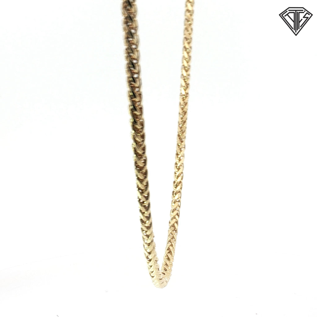 14k Yellow Gold Round Twisted Wheat Chain 9 gram 18" inch