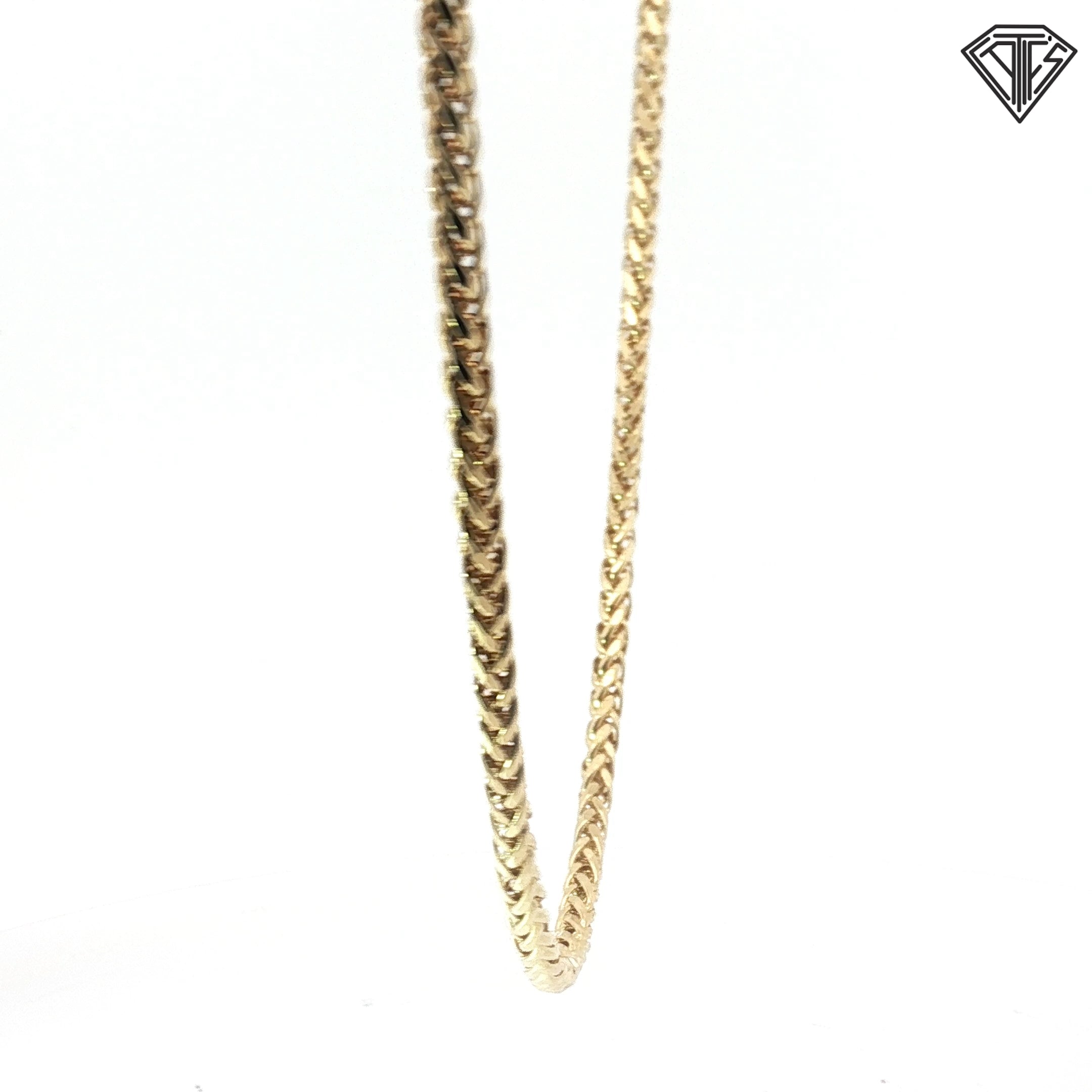 14k Yellow Gold Round Twisted Wheat Chain 9 gram 18" inch