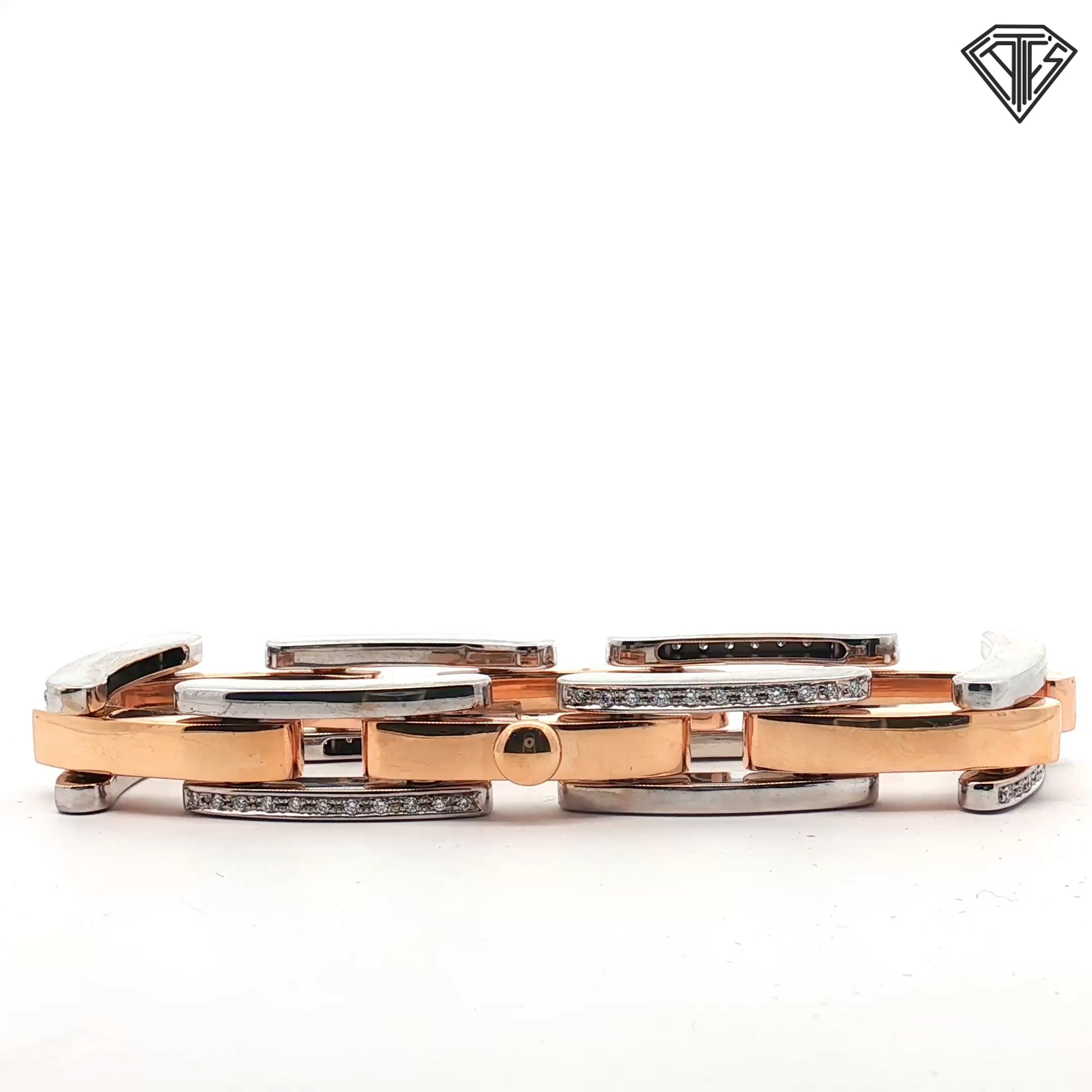 18k White / Rose Gold 1.50ct F VS2 Round Diamond Men Bracelet 8"inch 50 gram