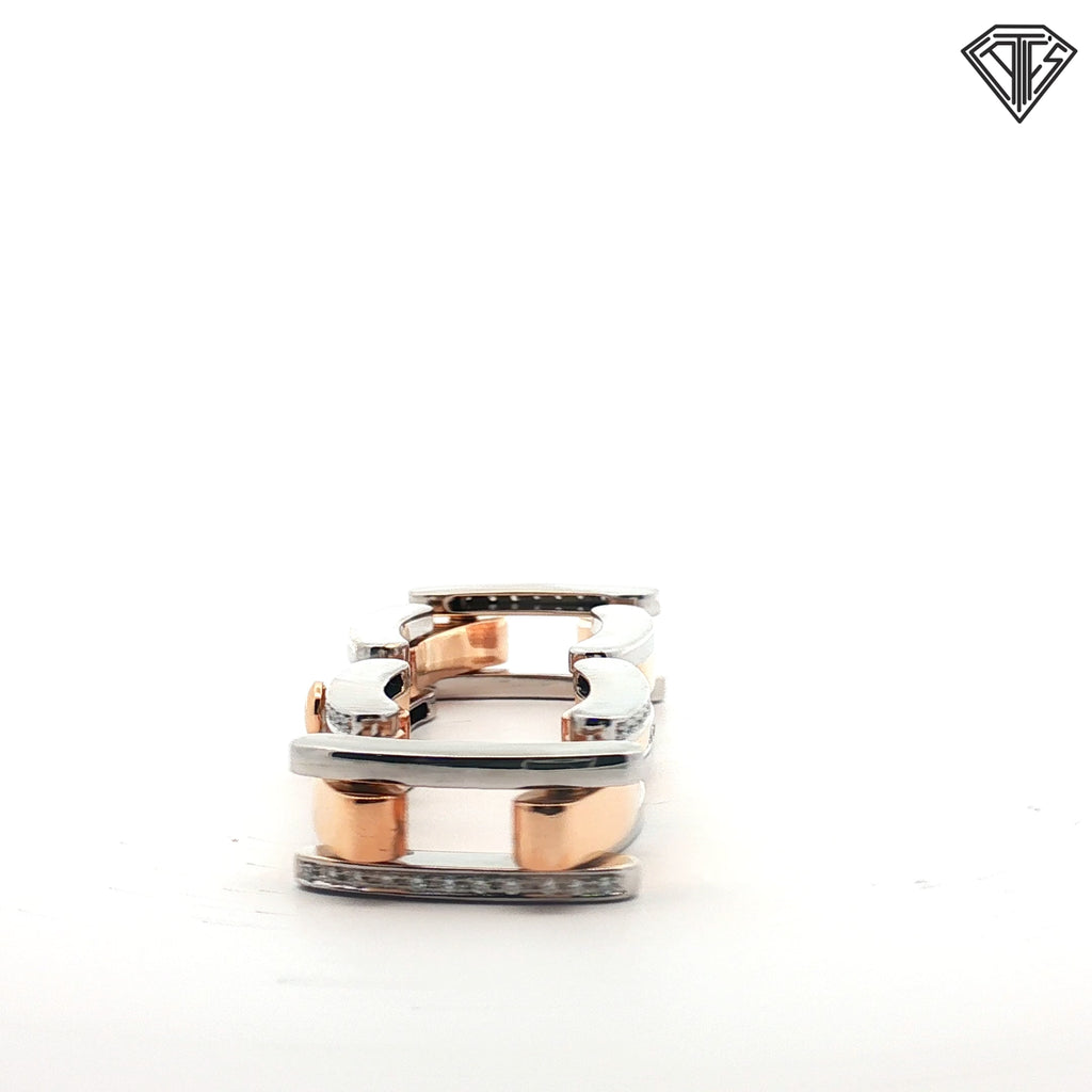 18k White / Rose Gold 1.50ct F VS2 Round Diamond Men Bracelet 8"inch 50 gram