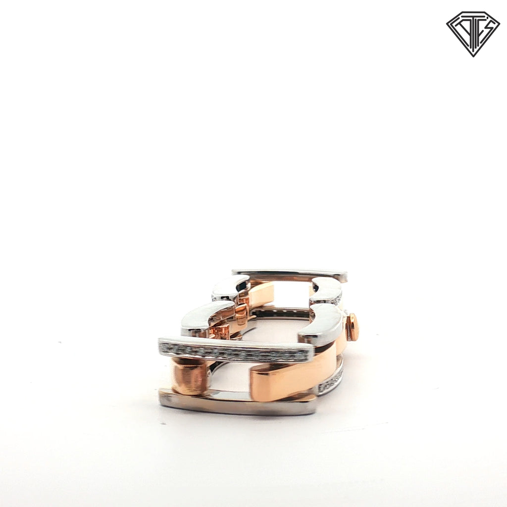 18k White / Rose Gold 1.50ct F VS2 Round Diamond Men Bracelet 8"inch 50 gram