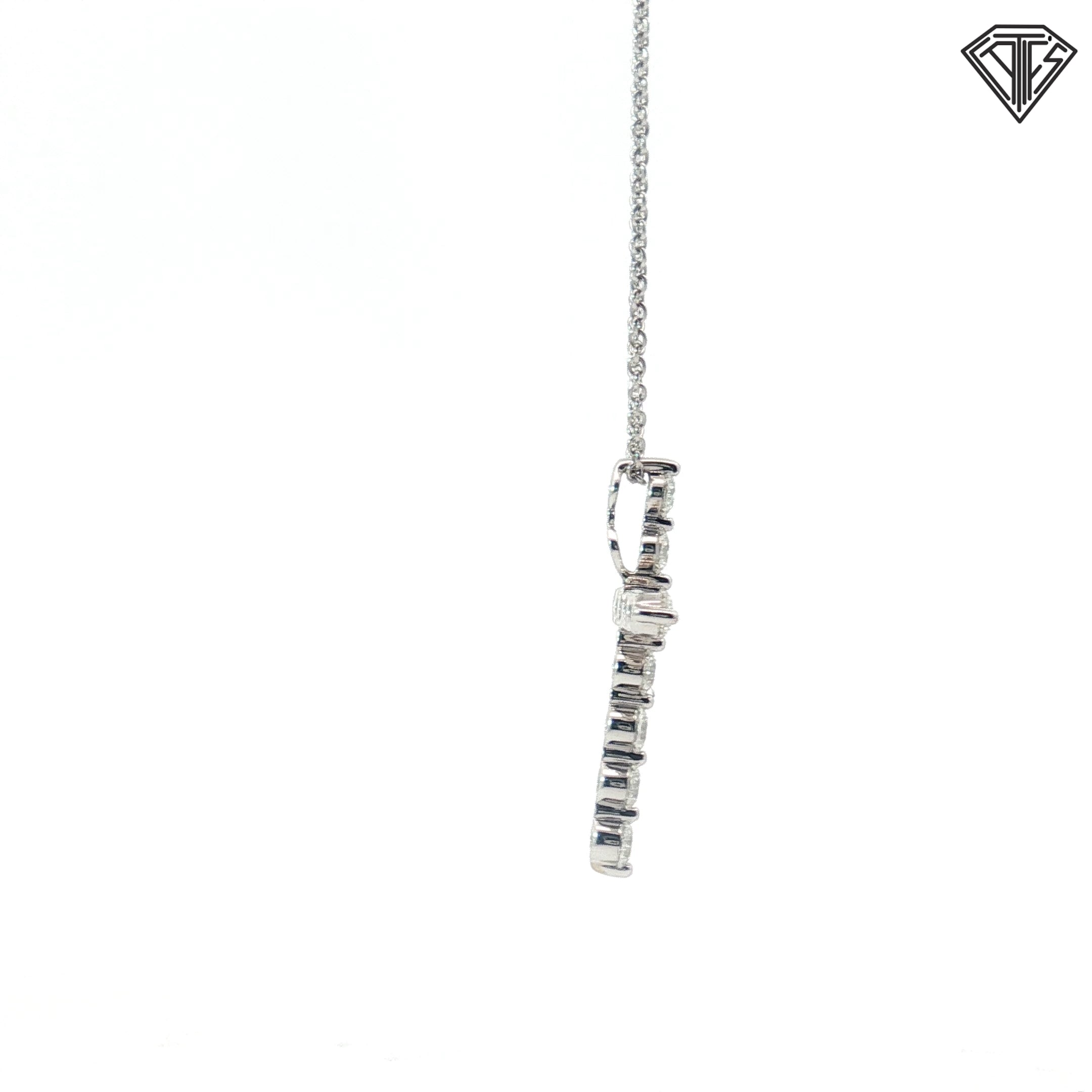 18k White Gold 1.00ct F VS2 (11) Round Diamond Cross Pendant 16" inch