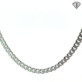 Sterling Silver Cuban Link with Round Cubic Zirconium Stone Necklace 42.2 Gram 20"inch
