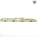 14k Two Tone 1.50ct G VS1 Round Diamond / 1.00ct Round Emerald Bracelet 8"inch