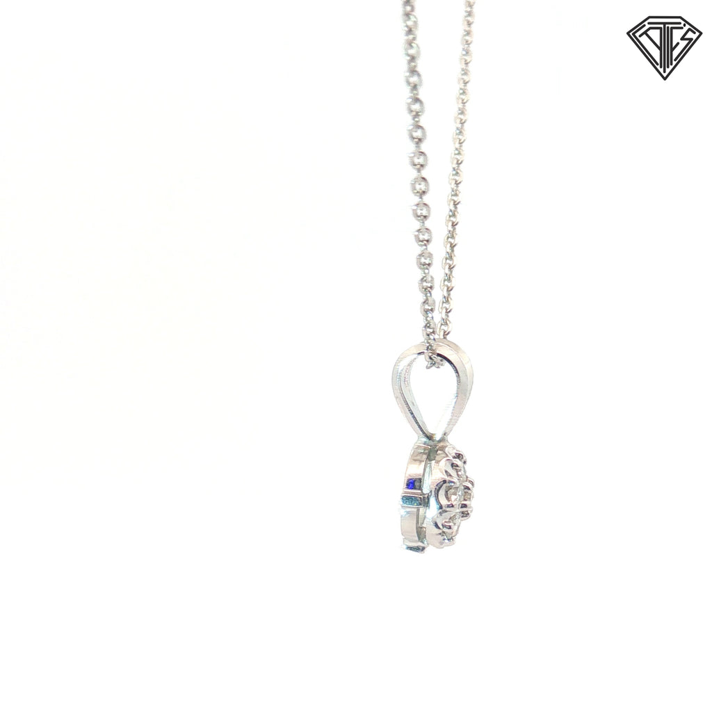 14k White Gold .25ct F VS2 Round Diamond Cluster Solitaire Pendant 16"inch