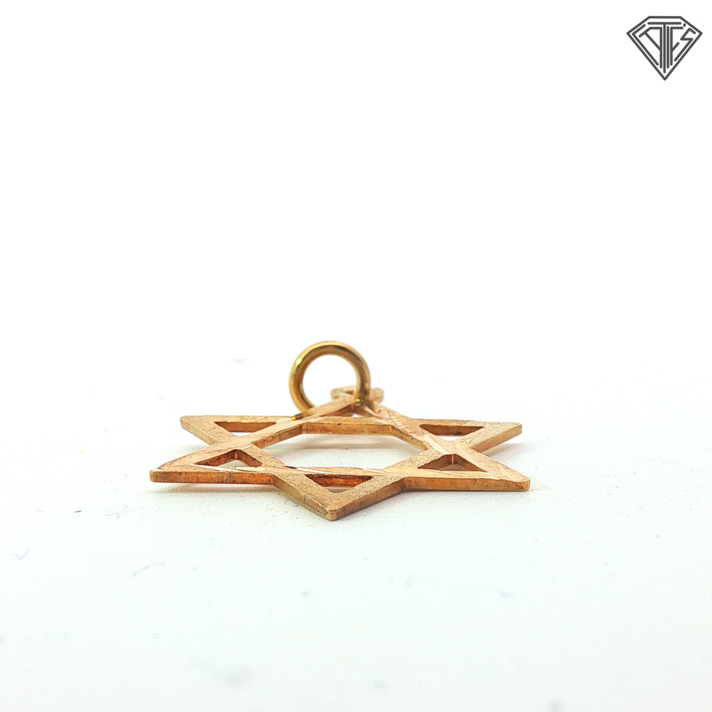 14k Yellow Gold Star Of David Pendant 1.1 gram 3/4"inch