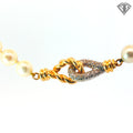 18k Two Tone Pearl Strand with French Rope Clasp with .75ct G VS2 Round Diamond  Necklace 34"inch Certified By GIA #5231852393