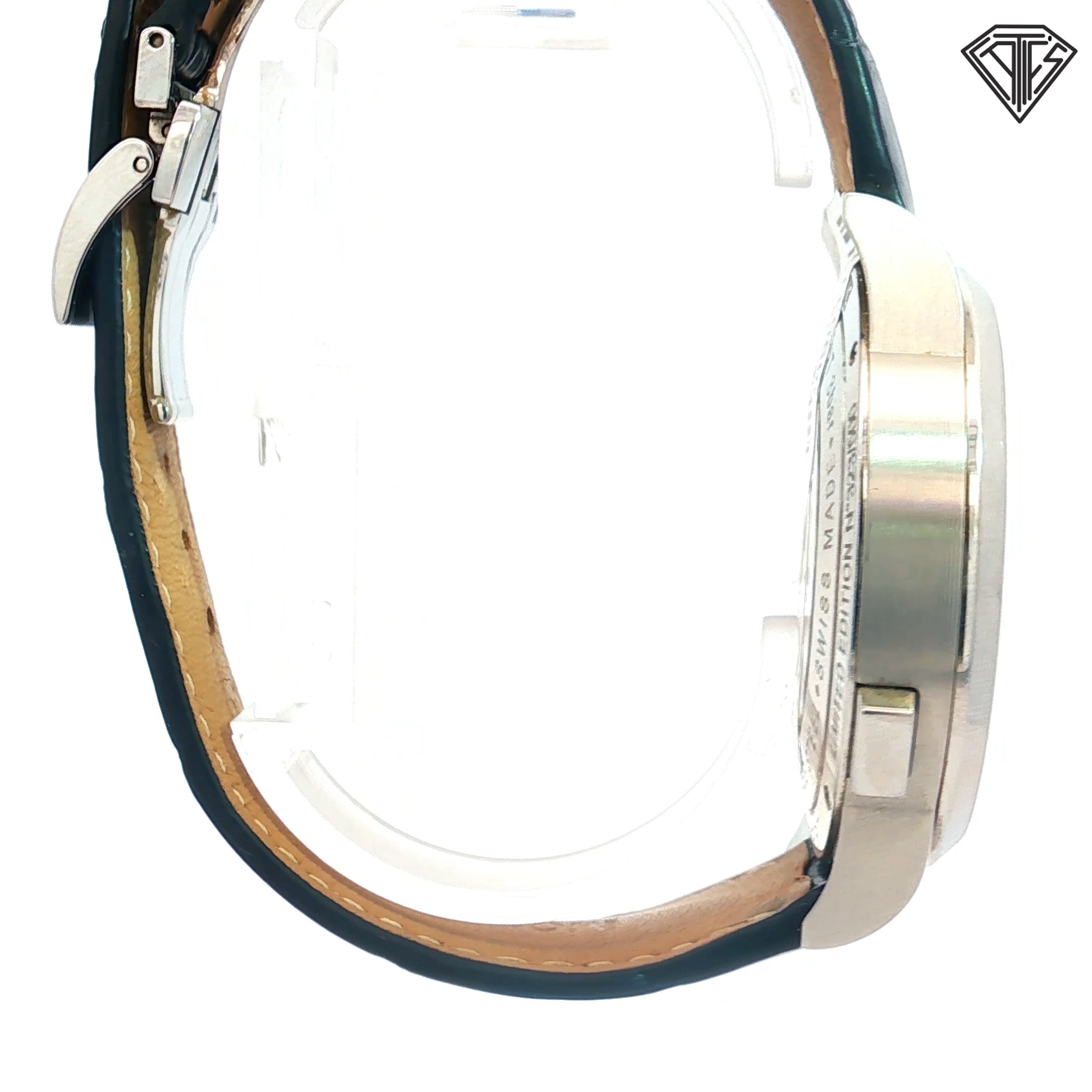 Pre-Owned Montblanc World Time Automatic Watch with Map Dial Automatic Movement/ Stainless Steel/ Black Leather Strap/ Sapphire Crystal / Design For Unicef World