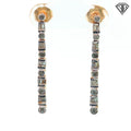 14k Yellow Gold .50ct H SI1 Round and Baguette Diamond Dangle Earrings