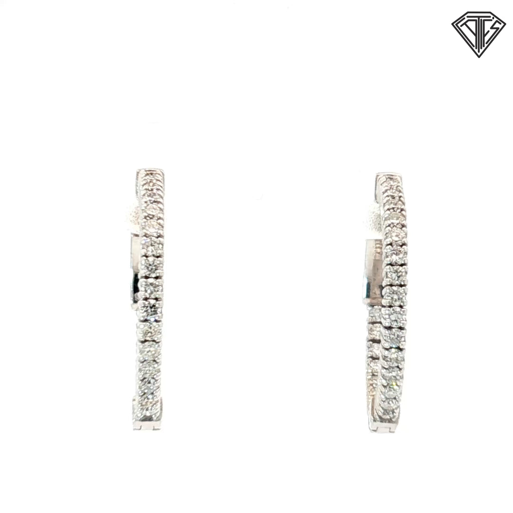 14k White Gold .50ct F VS2 Round Diamond Inside/Out Hoop Earring