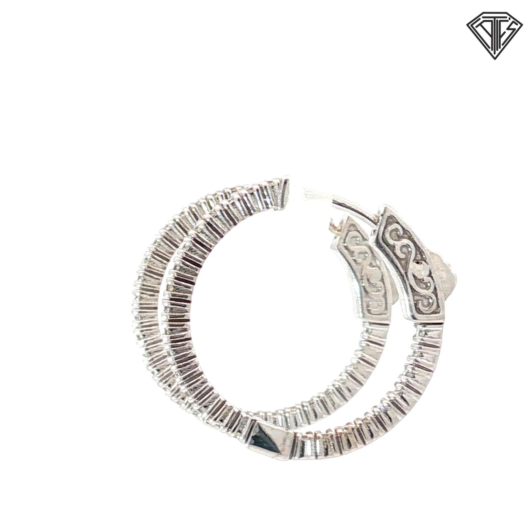 14k White Gold .50ct F VS2 Round Diamond Inside/Out Hoop Earring