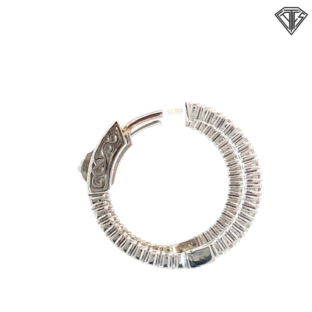 14k White Gold .50ct F VS2 Round Diamond Inside/Out Hoop Earring
