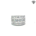 14k White Gold 3.00ct Round and Baguette Diamond Multi-Row 15mm Wide Anniversary Band Size 7