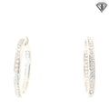 18k White Gold 1.00ct F VS2 Round Diamond Inside/Out Hoop Earrings 17.8 gram 1 1/2" inch