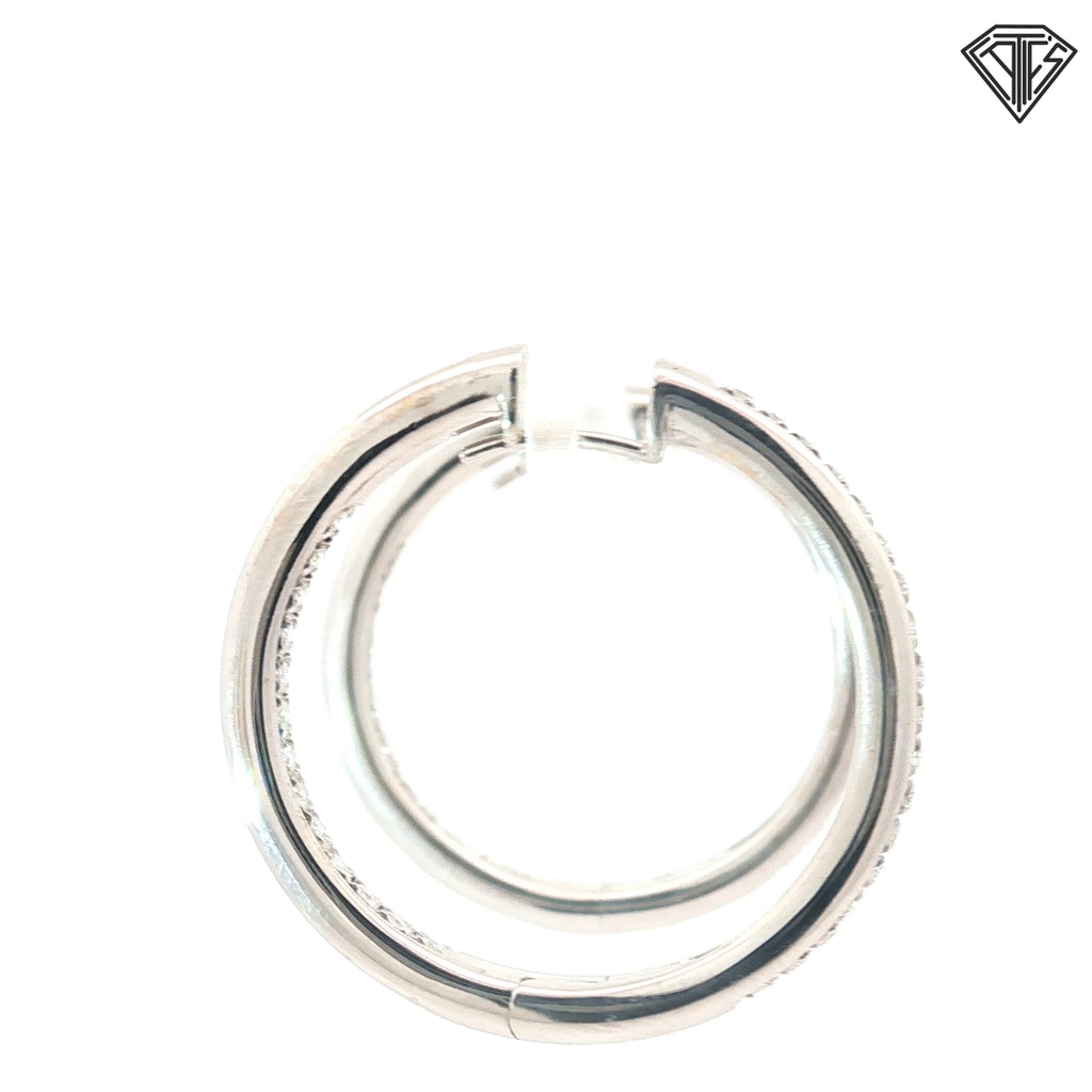 18k White Gold 1.00ct F VS2 Round Diamond Inside/Out Hoop Earrings 17.8 gram 1 1/2" inch