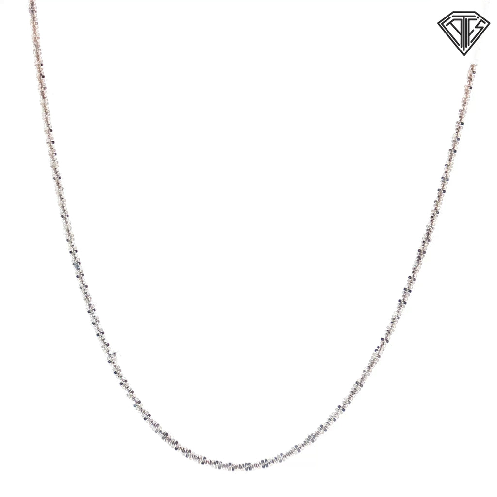 14k White Gold Diamond- Cut Spiga Necklace 1.5 Gram 18"inch