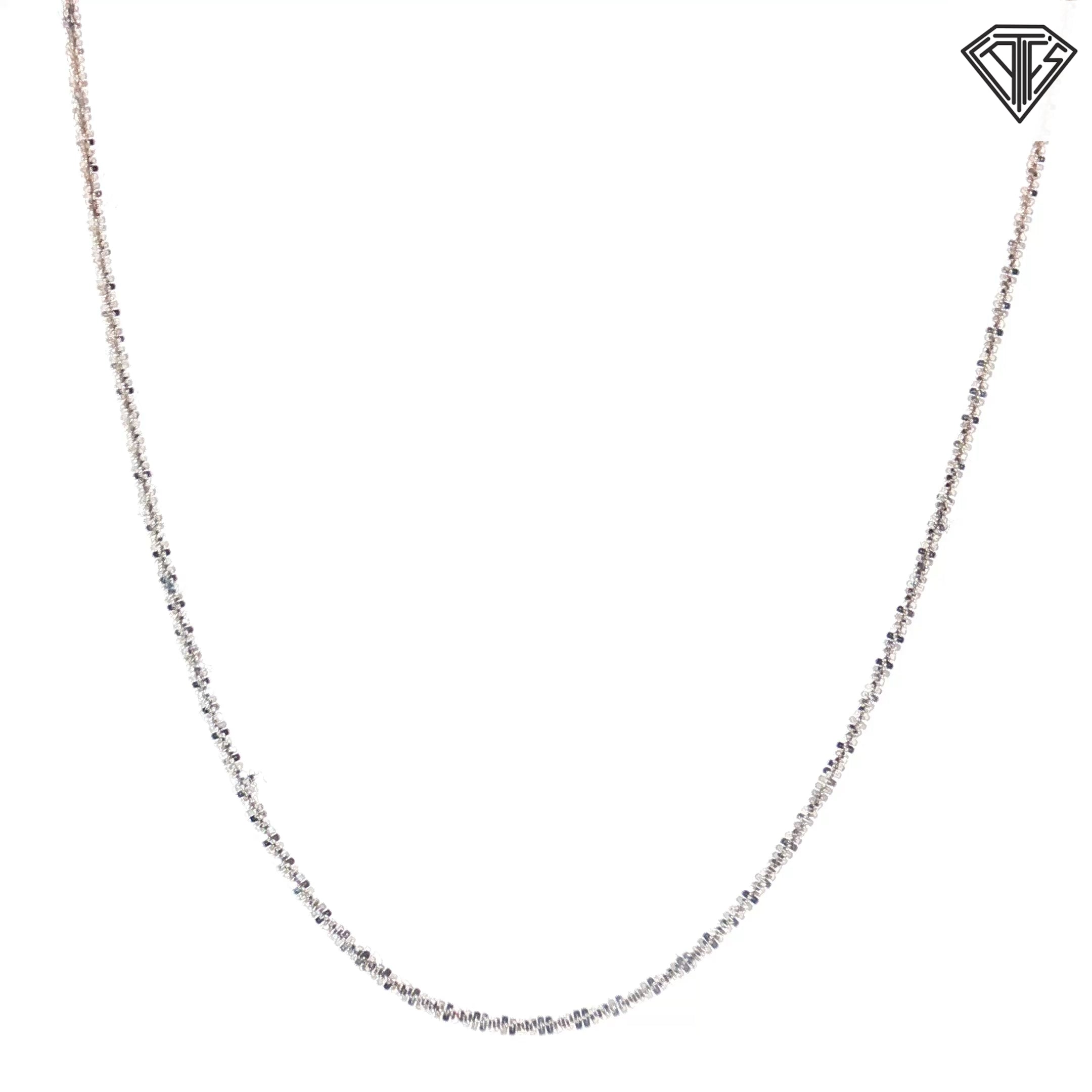 14k White Gold Diamond- Cut Spiga Necklace 1.5 Gram 18"inch
