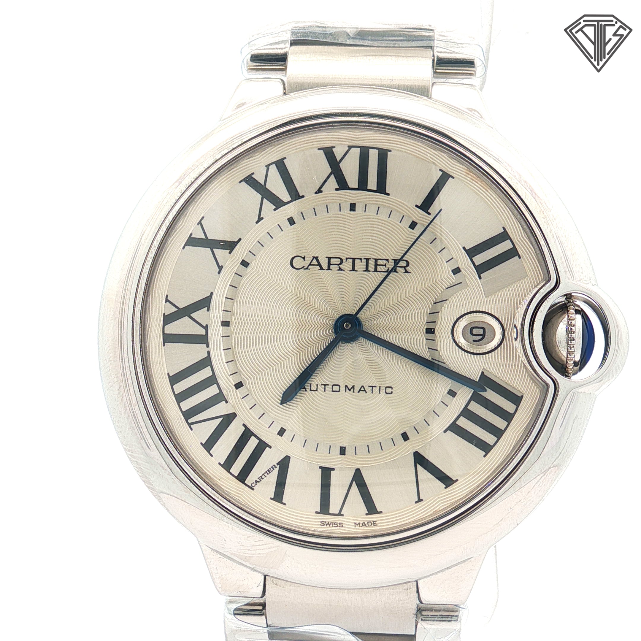 Pre-Owned Ballon Bleu De Cartier / White Dial/ Stainless Steel Case and Band /42mm/ Automatic