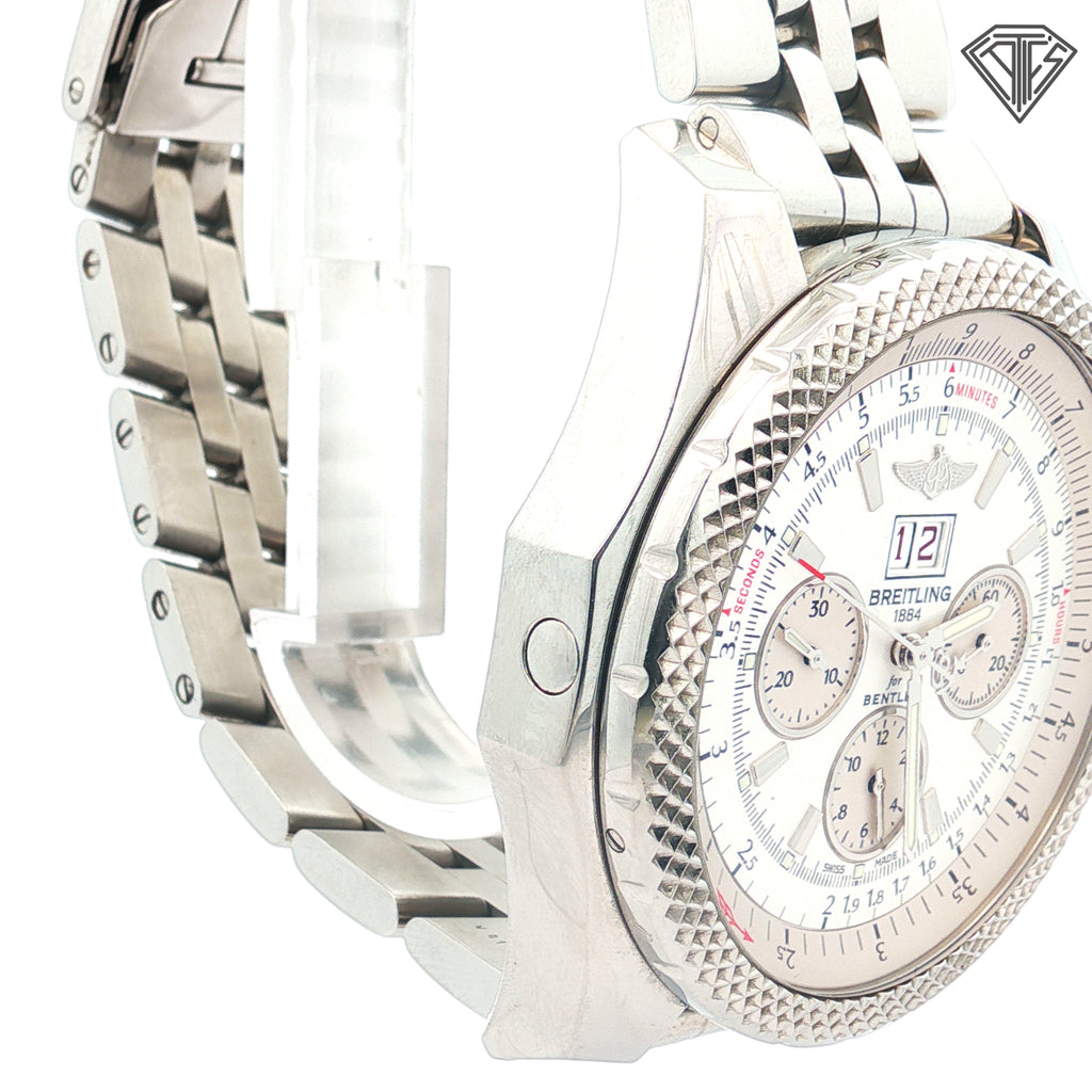 Pre-Owned Breitling Bentley 6.75 with Silver Dial/ Stainless Steel Case/ 49mm/ Chronograph/ Box and Paper