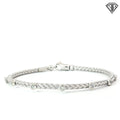 14k White Gold .25ct G SI1 (7) Round Diamond Bezel Set Flexible Weaved Bangle Bracelet 6.7 gram