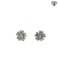 18k White Gold .15ct G SI1 Round Diamond Flower Stud Earrings 3.4 gram