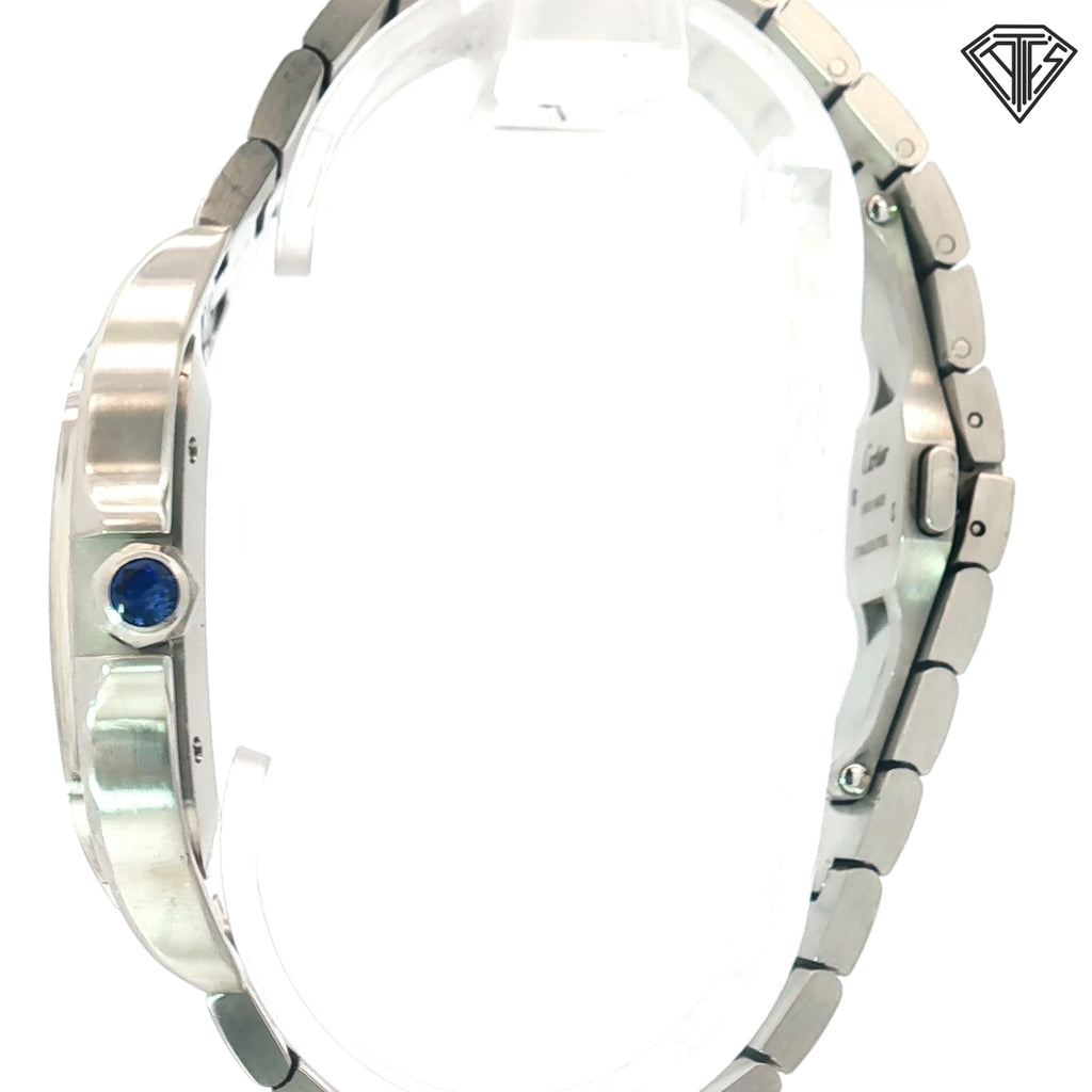 Pre-Owned Cartier Santos De Cartier Ref#4072 / Case and Bracelet Stainless Steel / Automatic/ Blue Dial / Roman Numerals/ 39.8mm